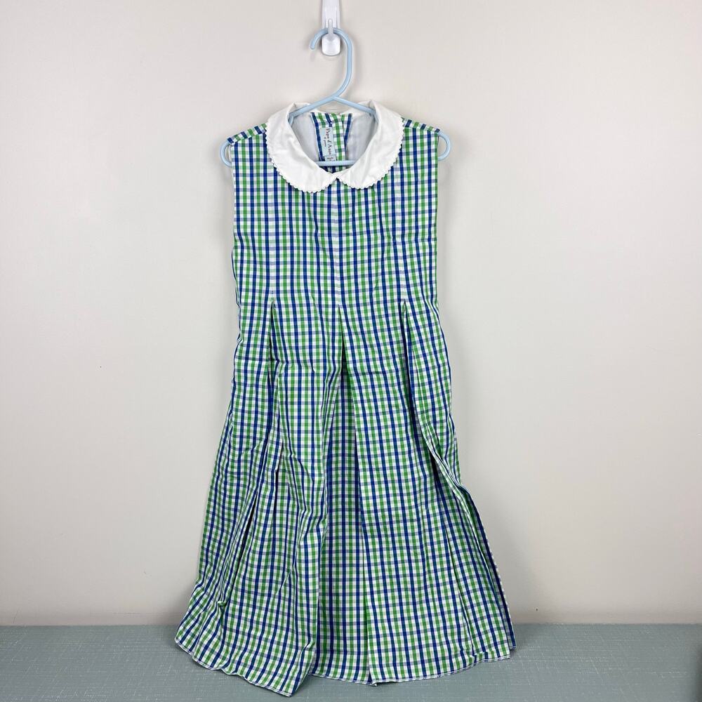 Papo d'Anjo Sleeveless Blue Green Plaid Dress 8